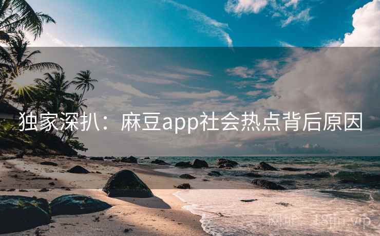 独家深扒：麻豆app社会热点背后原因
